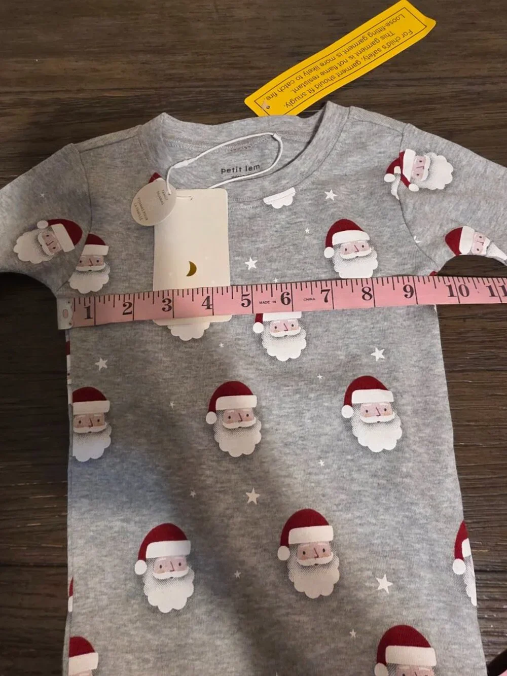 Petit Lem Santa Print Organic Cotton Pajamas NWT 24M Heather Grey Christmas